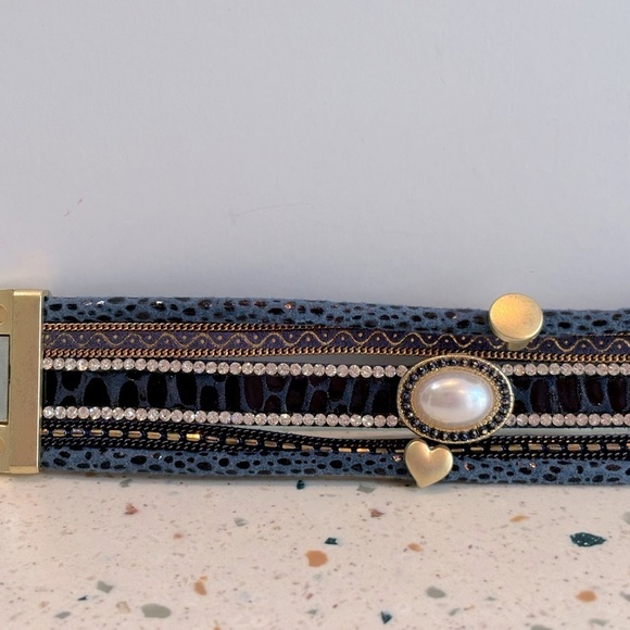 Multi Layered Wrap Cuff Charm Bracelet - Picture 9 of 14